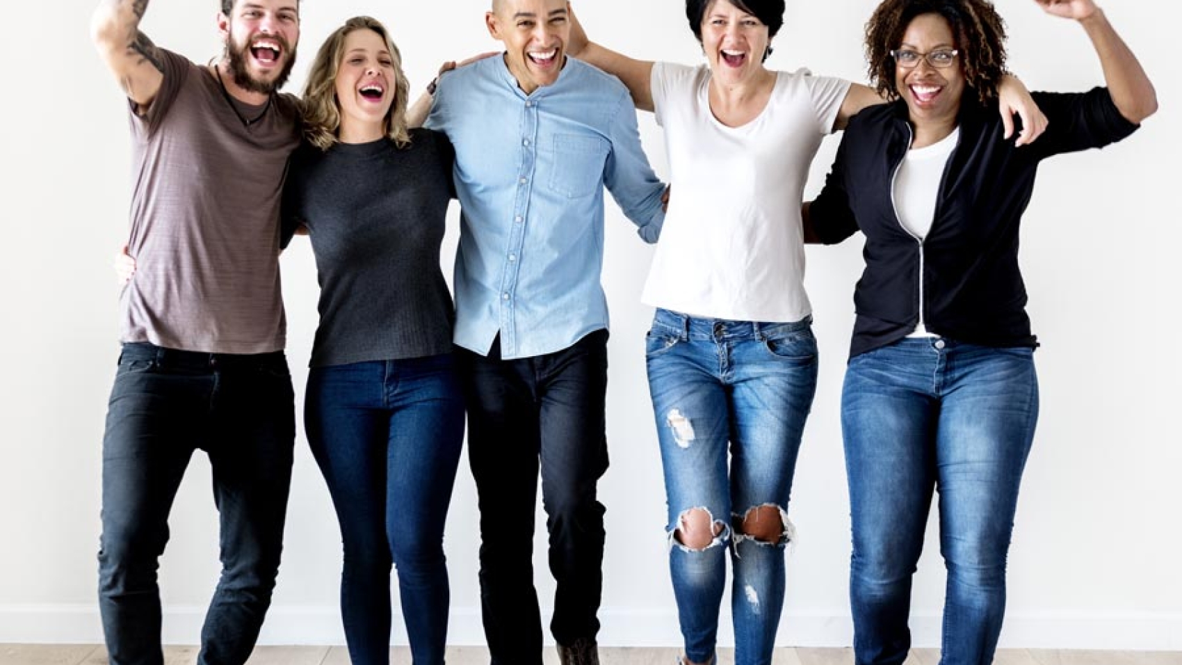 Happy energetic group